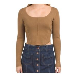 House of Harlow 1960 Revolve Camel Long Sleeve Blouse Size Large RG1